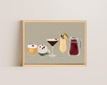 Five Drinks Print