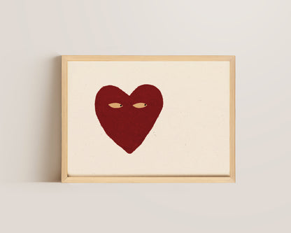 Love Heart Side Eye Art Wall Art Print