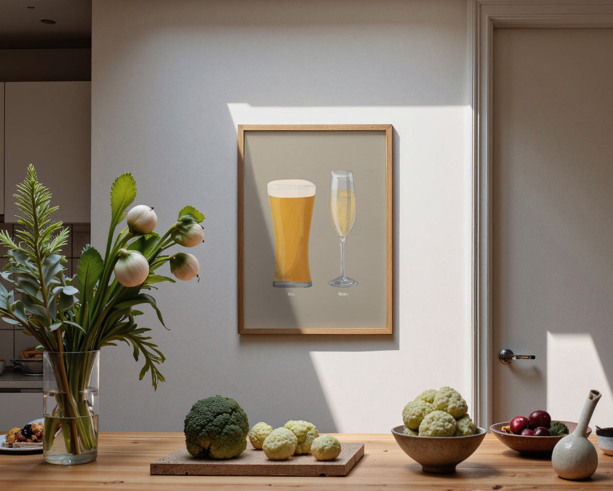 Beer No. 2 & Prosecco Couples Drink Print