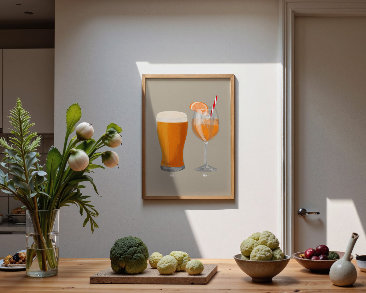 Beer & Aperol Spritz Couples Drink Print