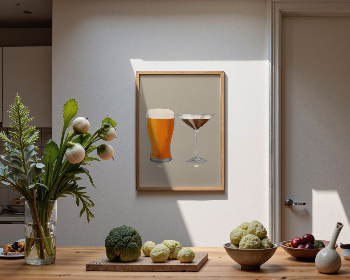 Beer & Espresso Martini Couples Drink Print
