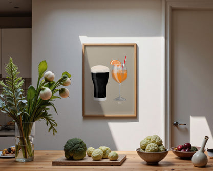 Black Stout & Aperol Spritz Couples Drink Print