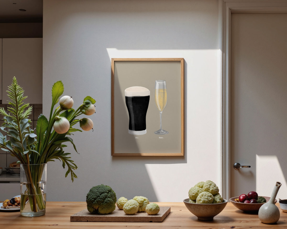 Black Stout & Prosecco Couples Drink Print