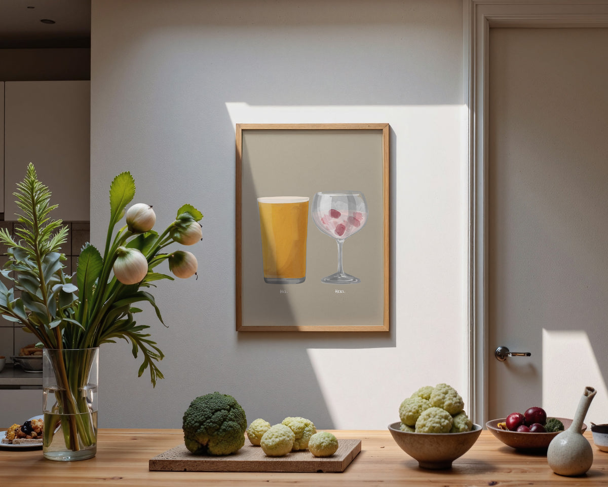 Cider & Pink Gin Couples Drink Print