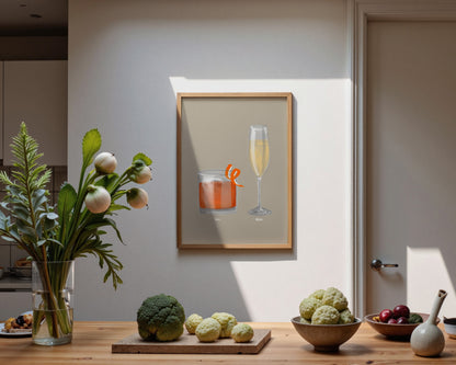 Old Fashioned & Prosecco Couples Drink Print