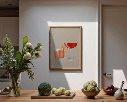 Old Fashioned & Strawberry Daiquiri Couples Drink Print
