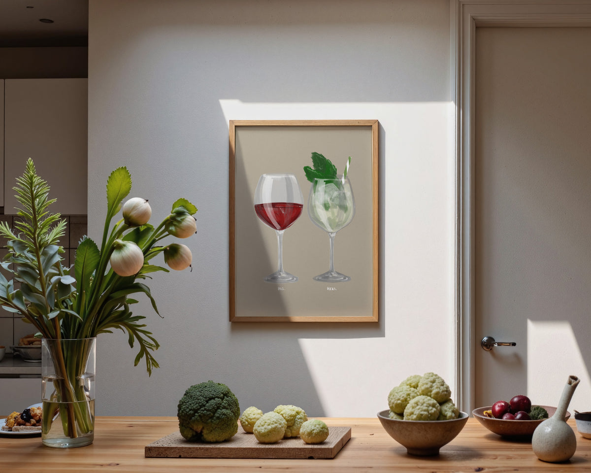 Red Wine & Hugo Spritz Couples Drink Print