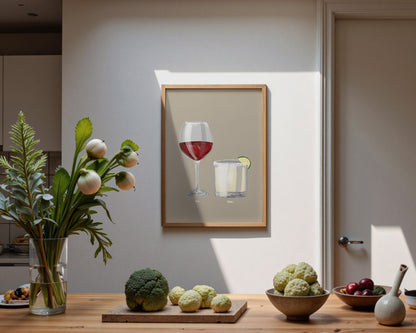 Red Wine & Margarita Couples Drink Print