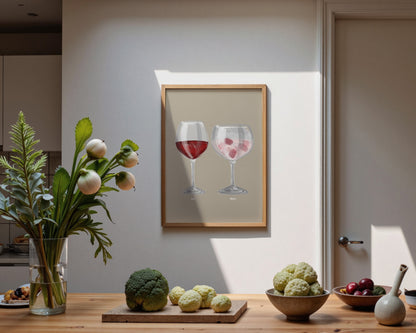 Red Wine & Pink Gin Couples Drink Print
