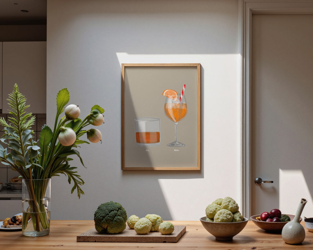 Whisky & Aperol Spritz Couples Drink Print