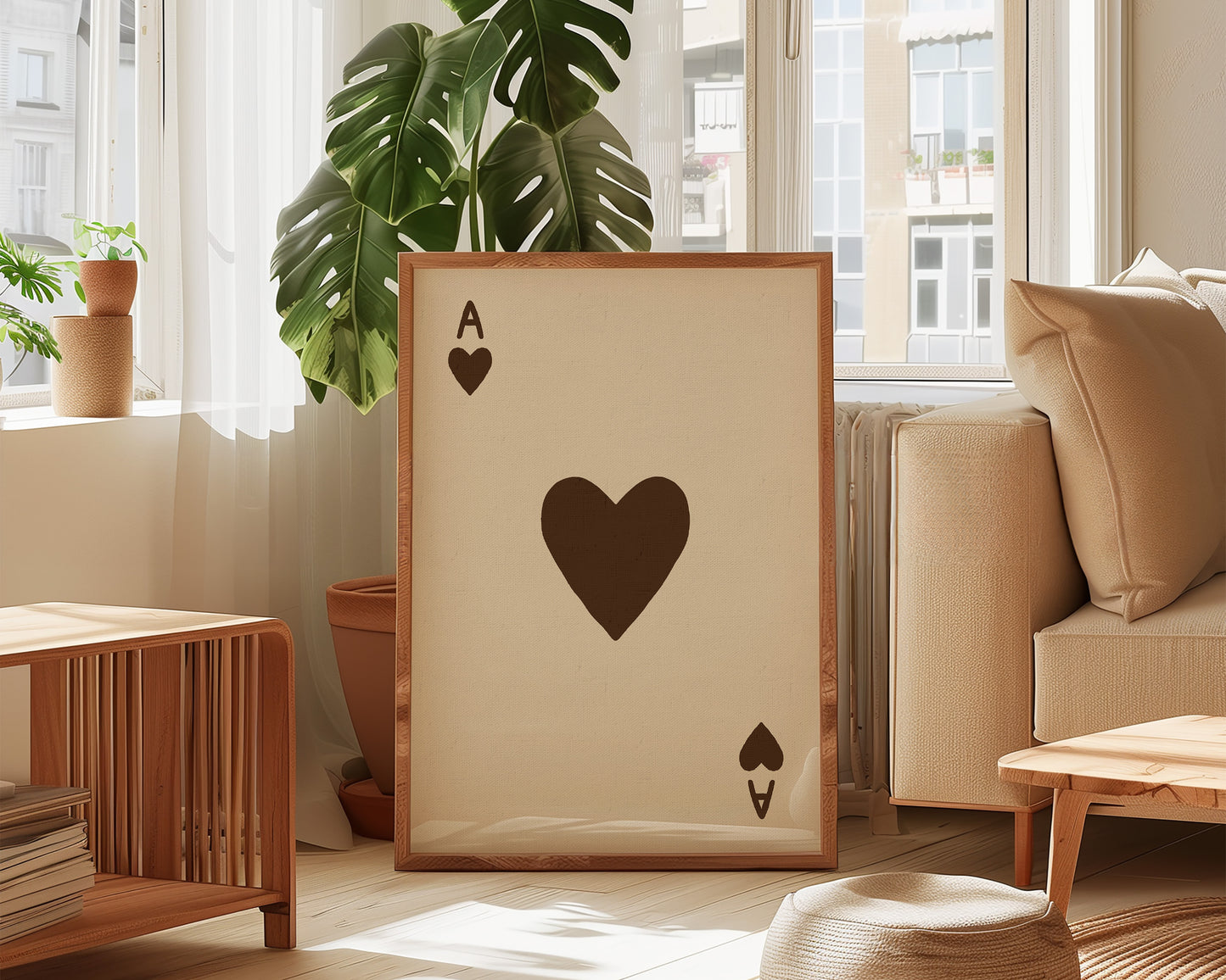 Ace Of Hearts Brown Print