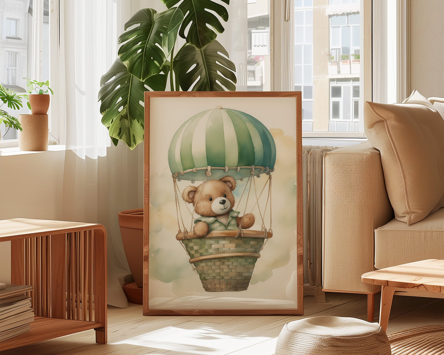 Bear In Hot Air Balloon Print