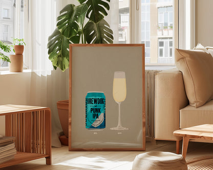 BrewDog & Prosecco Glass Print