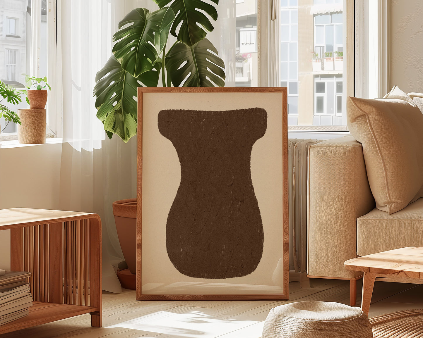 Abstract Brown Vase Oil Pastel