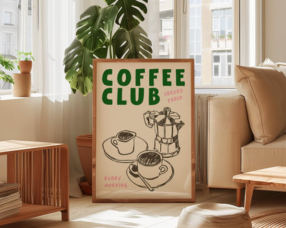 Coffee Club Green Print