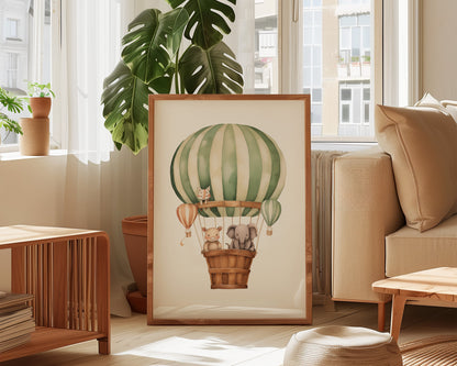 Elephant In Hot Air Balloon Print