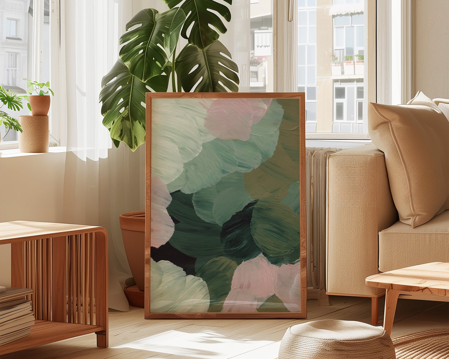 Forest Green & Pink No. 2 Print