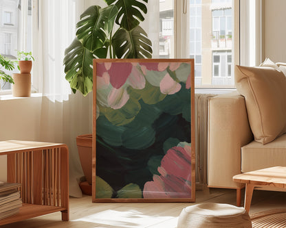 Forest Green & Pink No. 3 Print