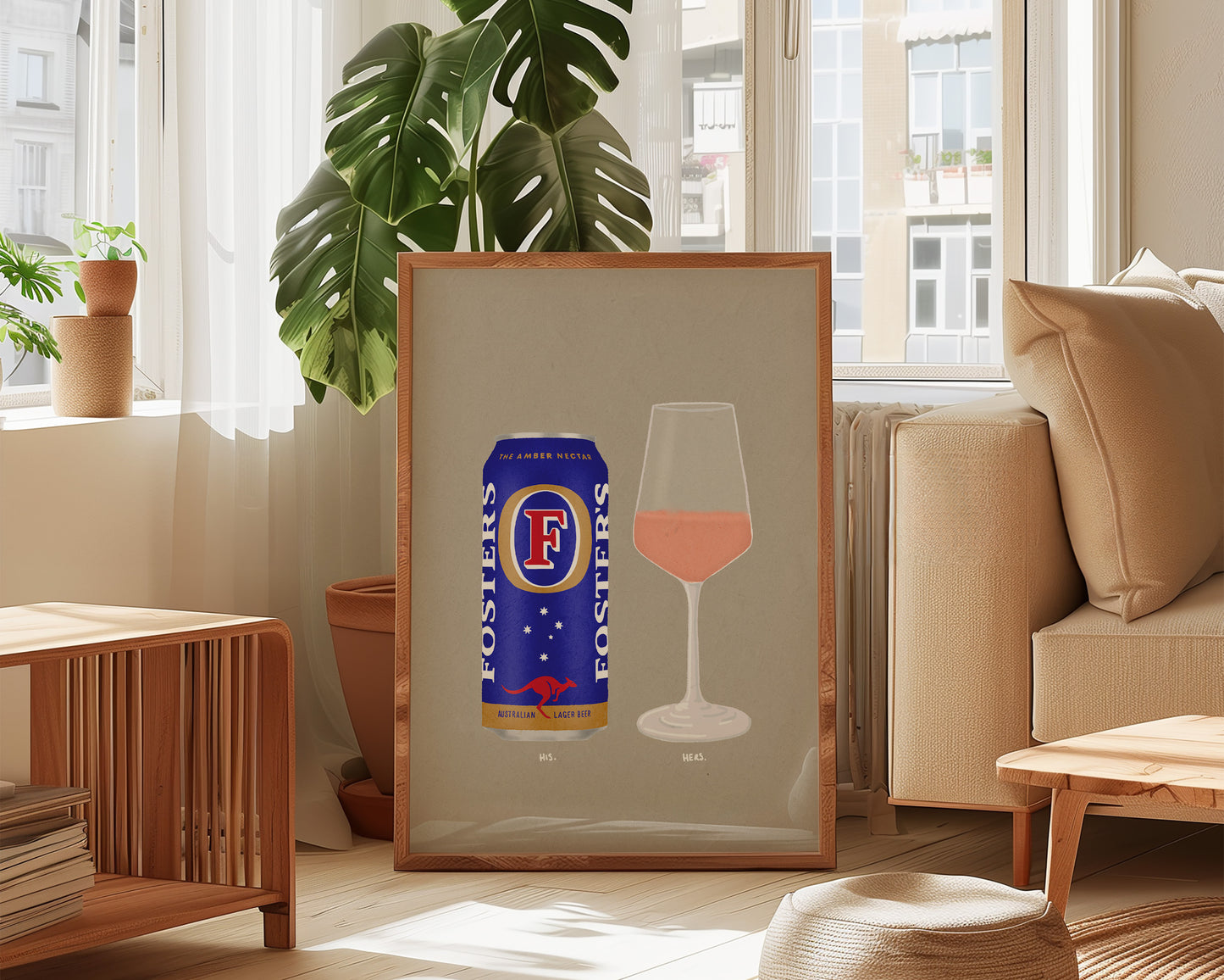Fosters Can & Rose Print