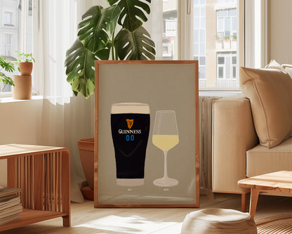 Guinness Zero & White Wine Print