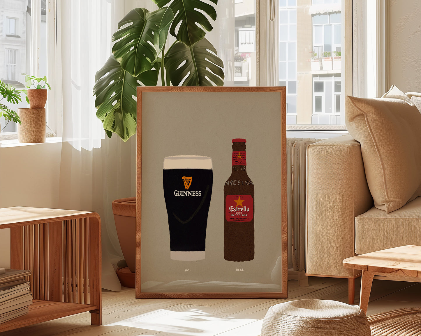 Guinness & Estrella Bottle Print