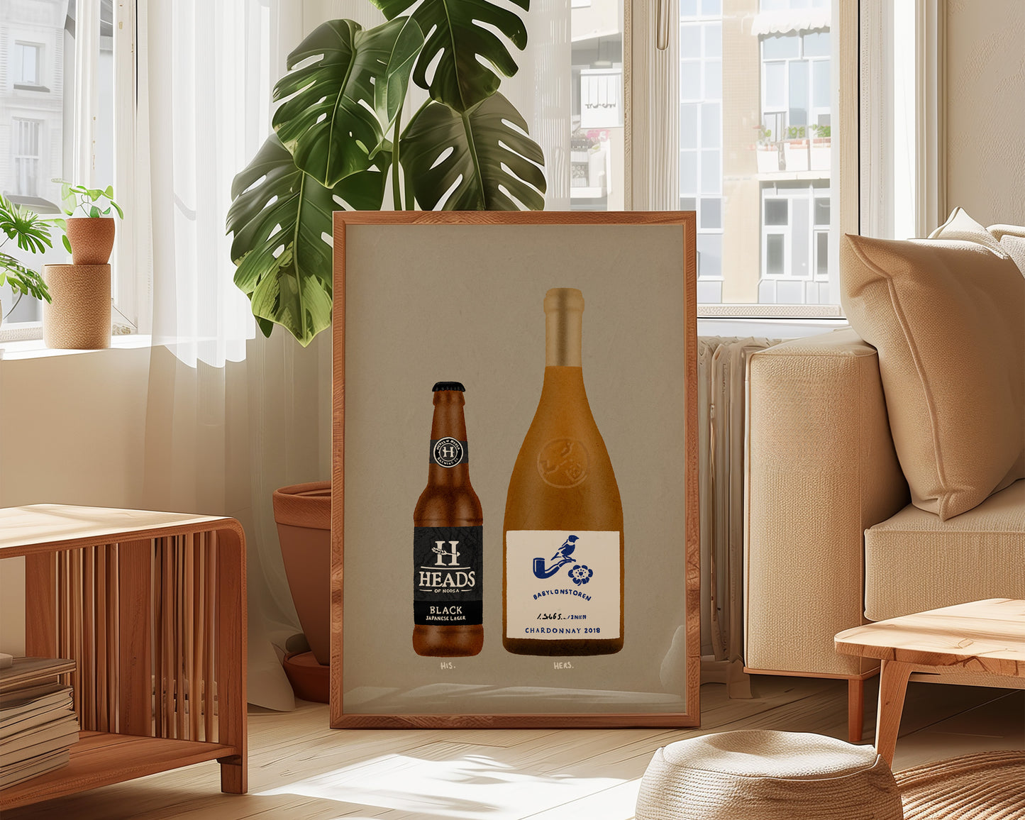 Heads Japanese Black Lager & Babylonstoren Chardonnay Print