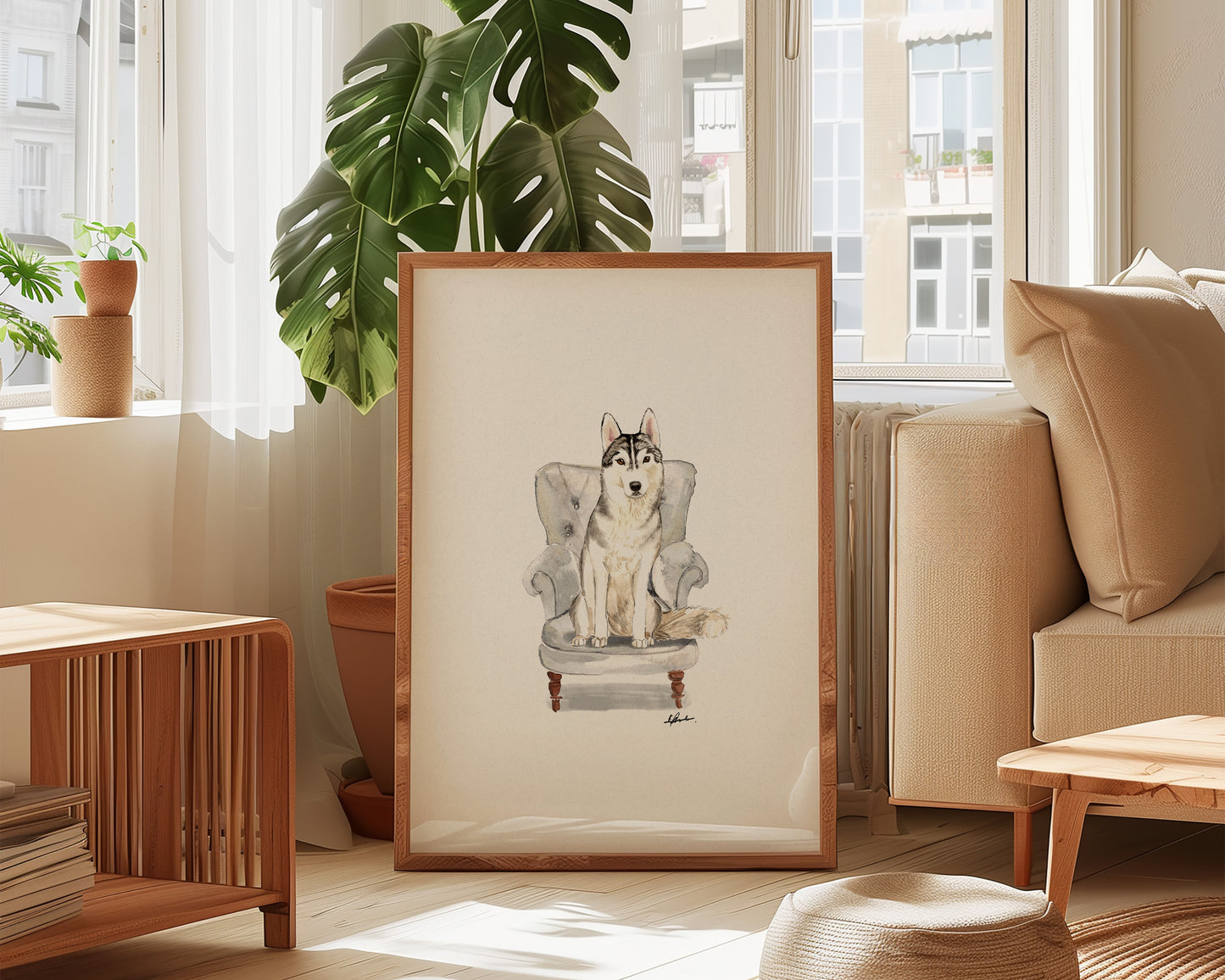 Husky in Chair Print