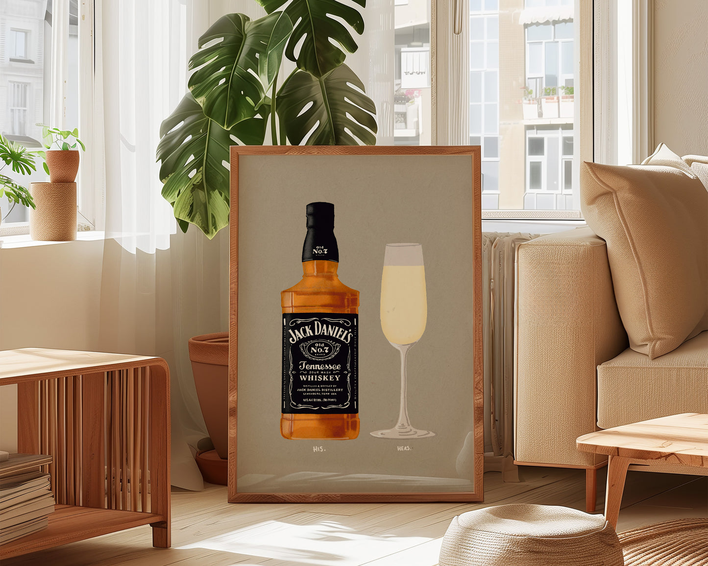 Jack Daniel's & Prosecco Glass Print