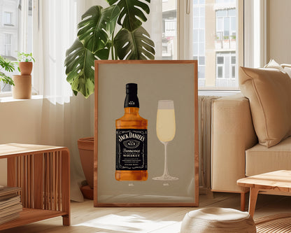 Jack Daniel's & Prosecco Glass Print