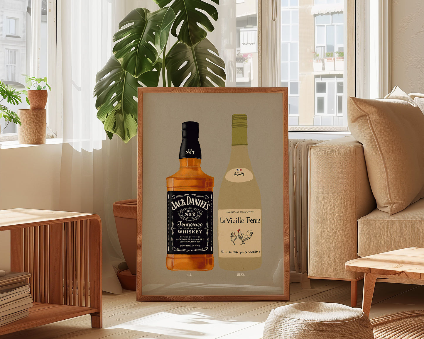 Jack Daniel's & White Chicken Wine Print