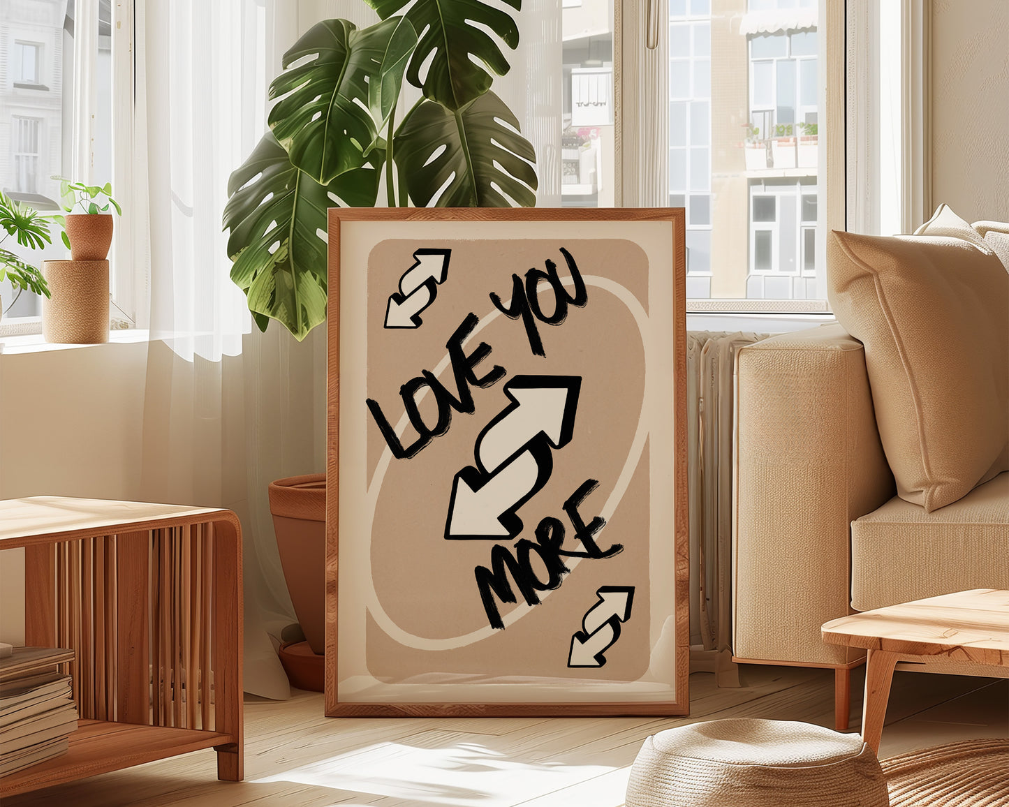 Love You More Beige Print