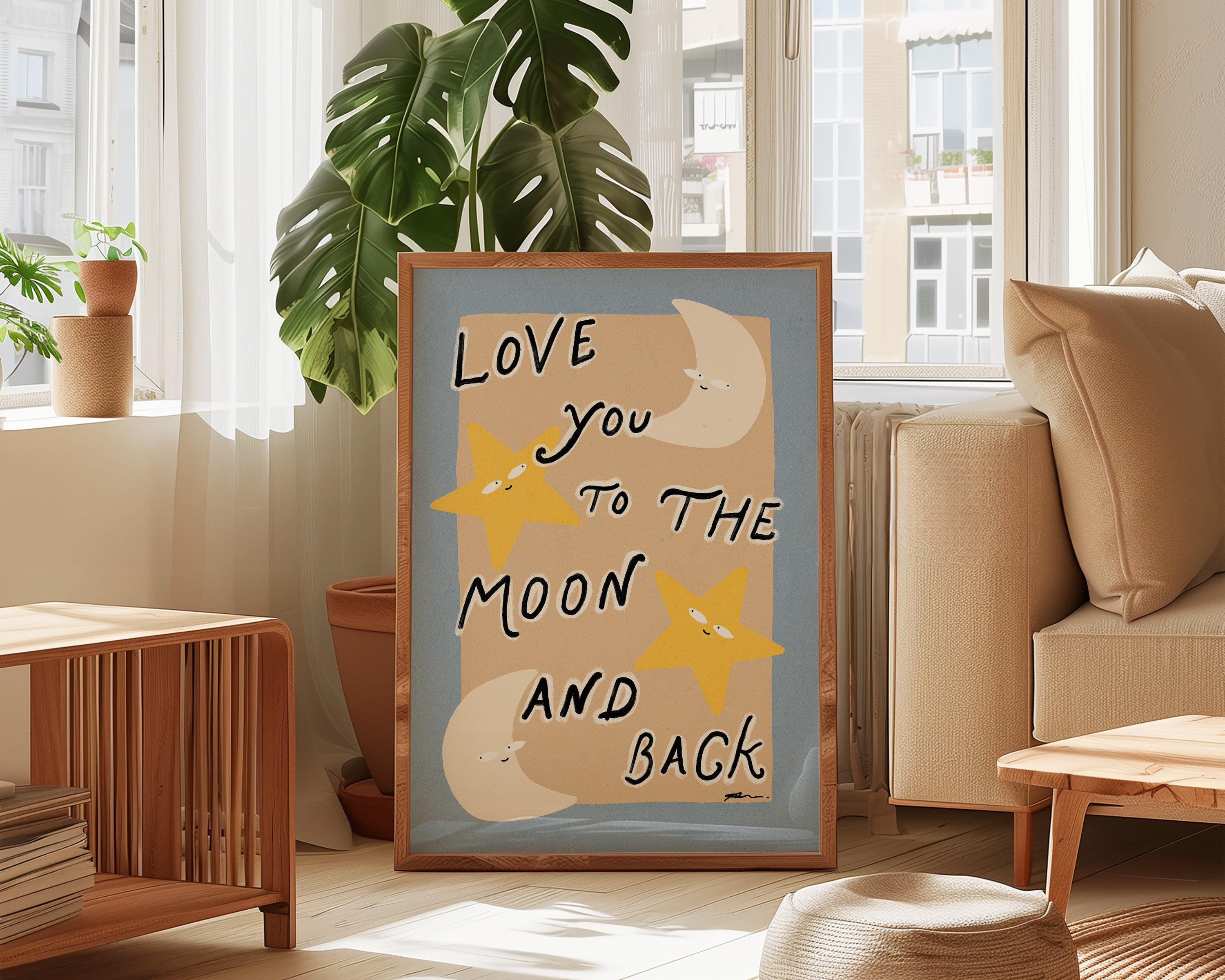 Love You To The Moon And Back Boho Nursery Art Print – Alluvion