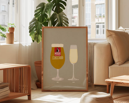 Madri & Prosecco Glass Print