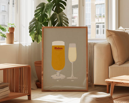 Mahou & Prosecco Glass Print