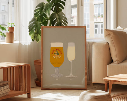 Moretti & Prosecco Glass Print