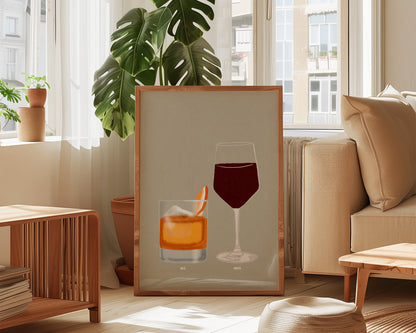 Old Fashioned & Red Wine Print