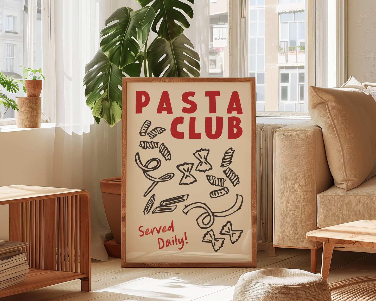 Pasta Club Shapes In Red Print