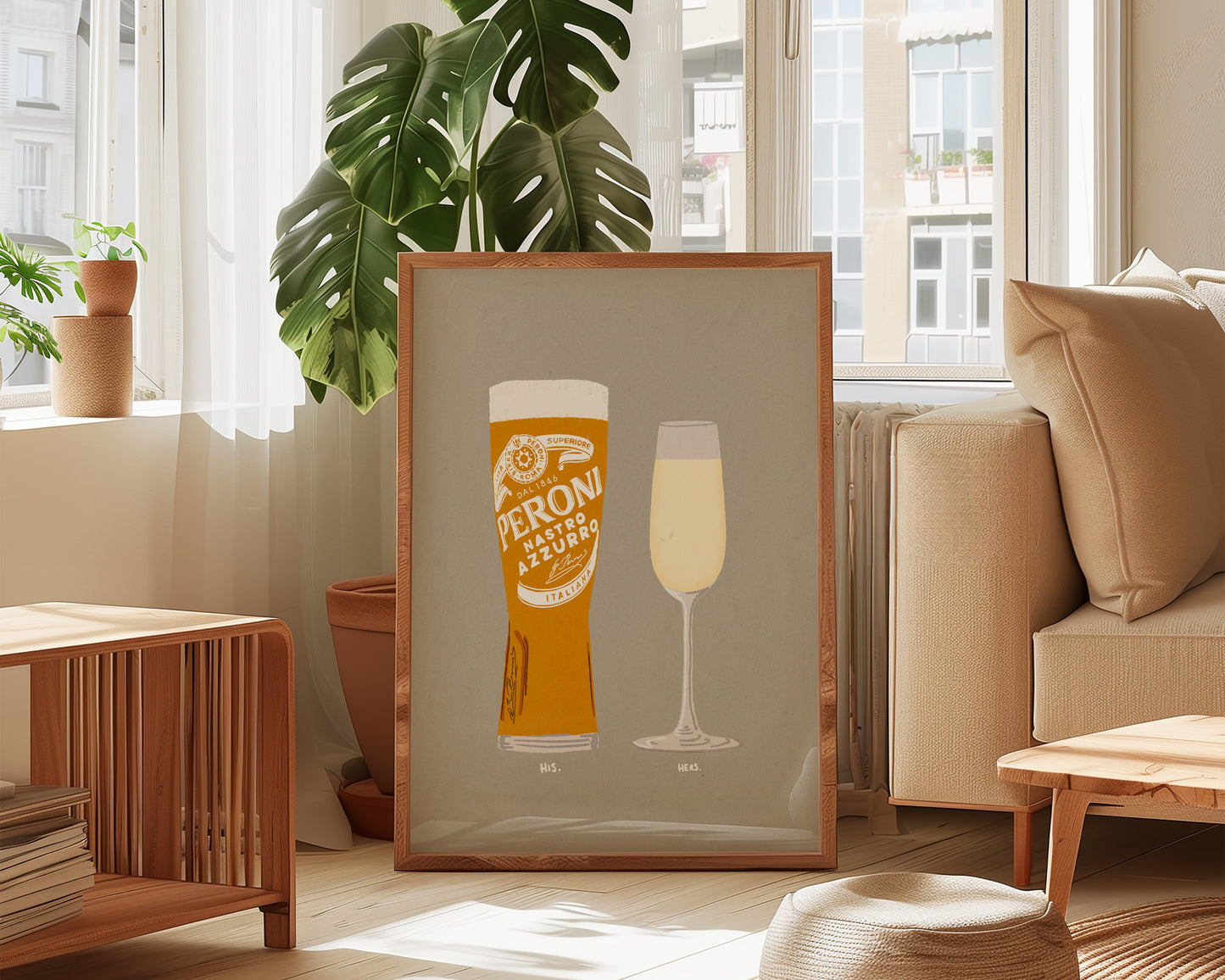 Peroni & Prosecco Glass Print