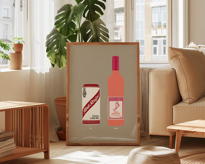 Red Stripe & Pink Moscato Print
