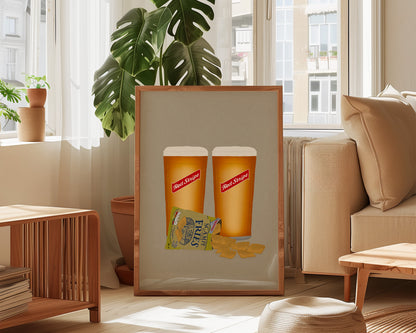 Red Stripe & Scampi Fries Print