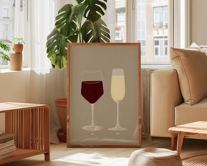 Red Wine & Prosecco Glass Print