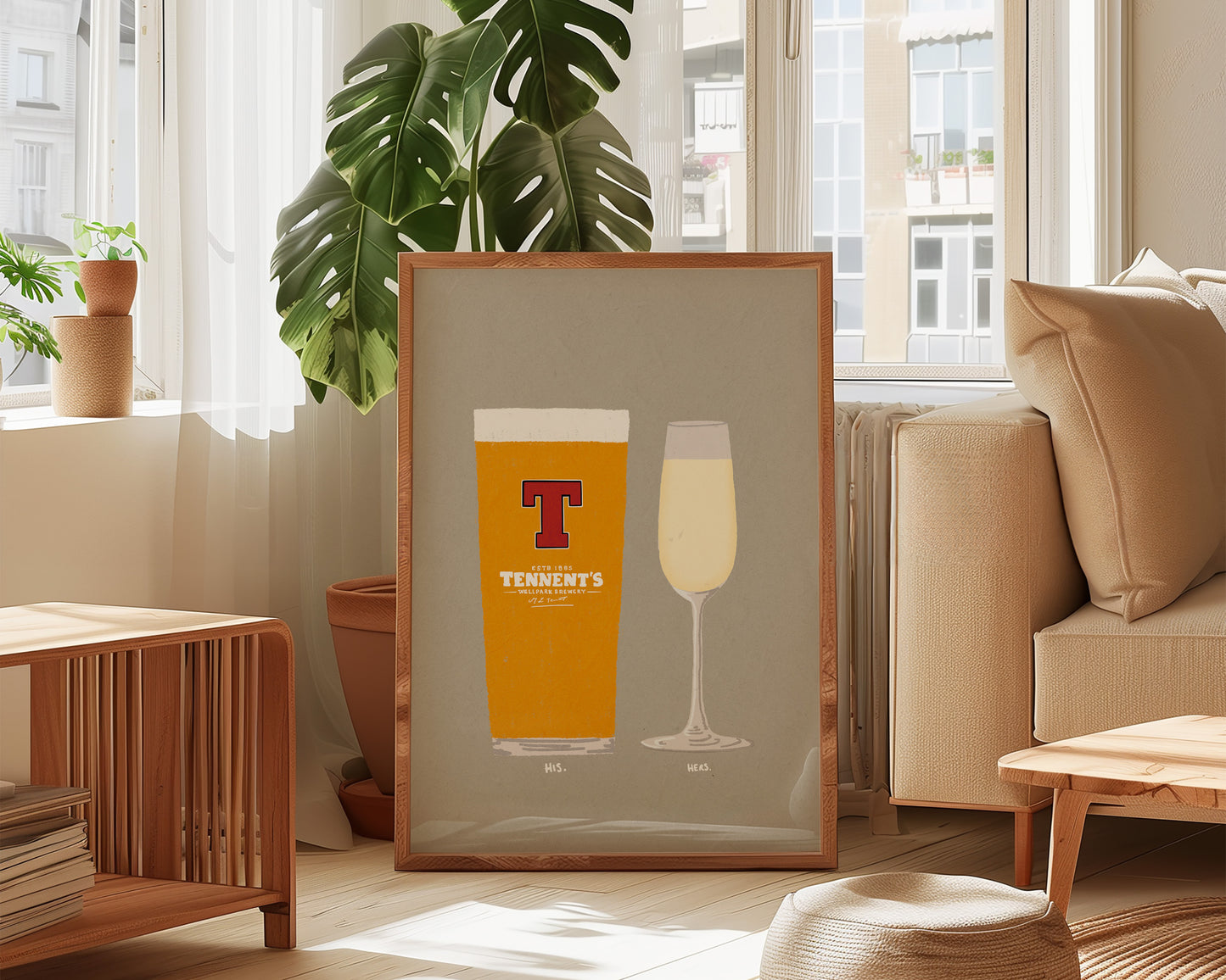 Tennent's & Prosecco Glass Print