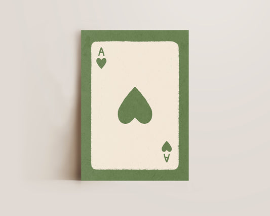 Ace Of Hearts Green Print