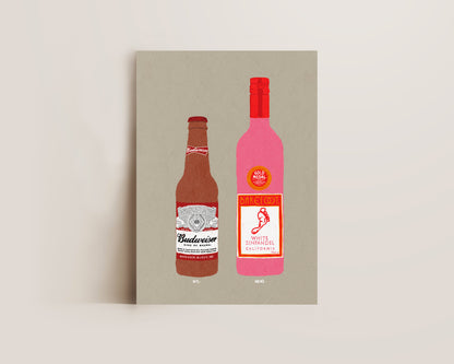 Budweiser & White Zinfandel Print