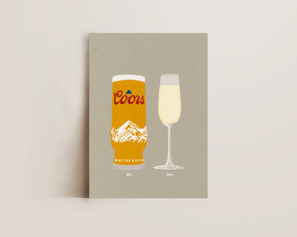 Coors & Prosecco Glass Print