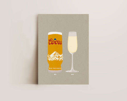 Coors & Prosecco Glass Print