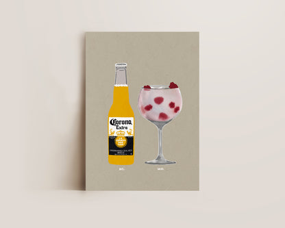 Corona & Raspberry Pink Gin Print
