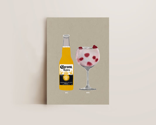 Corona & Raspberry Pink Gin Print