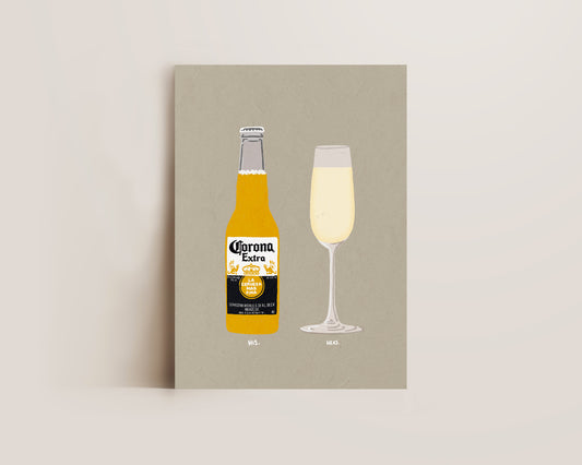 Corona & Prosecco Glass Print