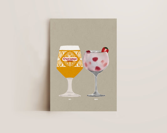 Cruzcampo & Pink Gin Print